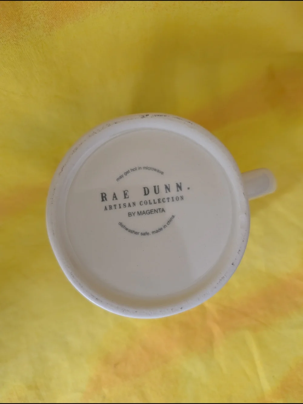 Rae Dunn Cream Ceramic Tea Mug with Teapot Graphic